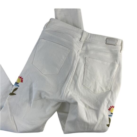 Zara Basic White Skinny Jeans with Floral Embroidery Size 2 - Picture 6 of 11